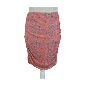 Topshop Womens Sz 12 Pink Mesh Ruched Floral Print Coquette Girl Skirt